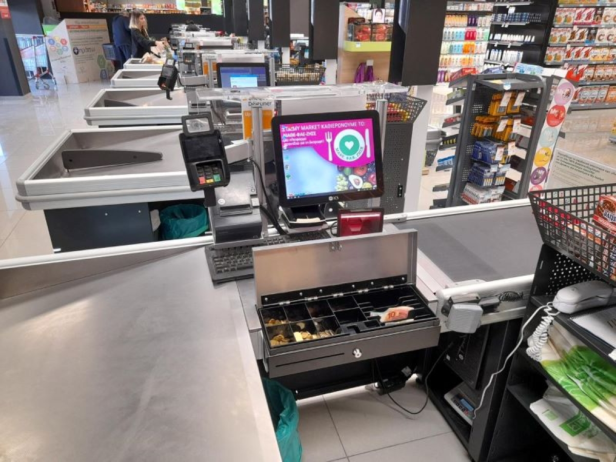 The supermarket chain My Market installed the flip-top cashdrawer in their new store in Chios Island, Greece