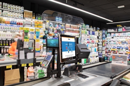 POS desktop stands and mounts for supermarkets.