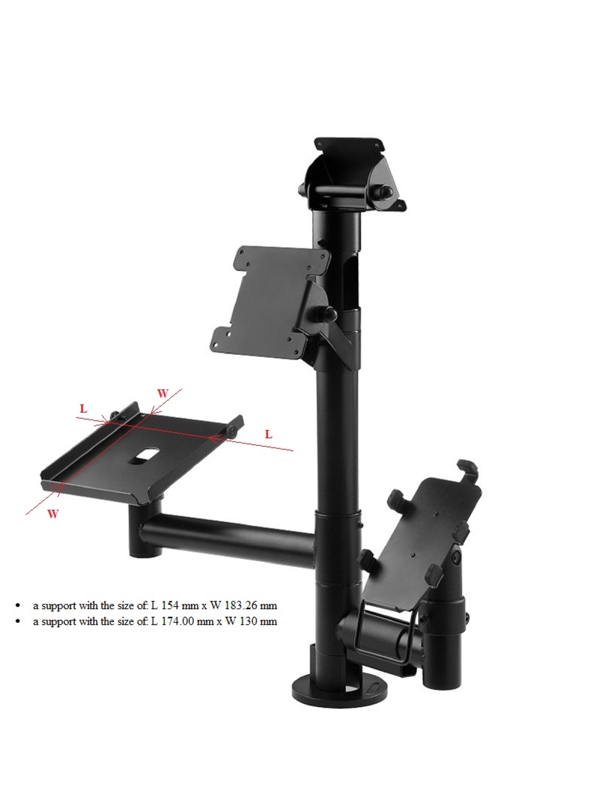 Modular point of sale mount with a monitor double VESA mount